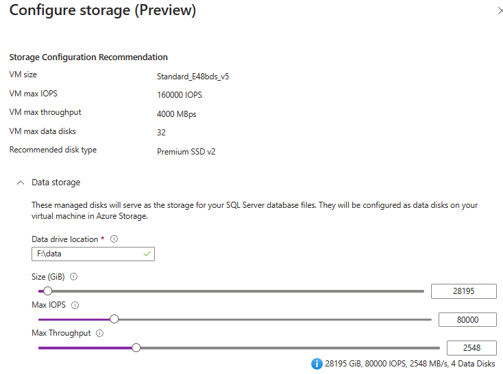 Screenshot della finestra Configura archiviazione del portale di Azure.