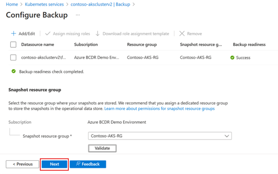 Screenshot che mostra come procedere con la configurazione di backup.