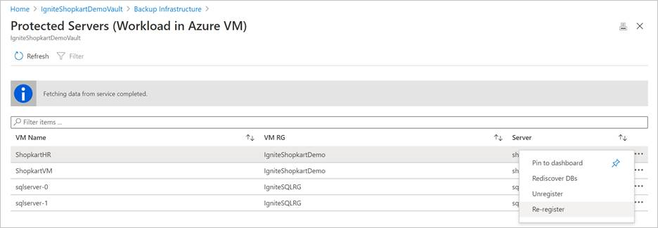 Server protetti in Infrastruttura di backup