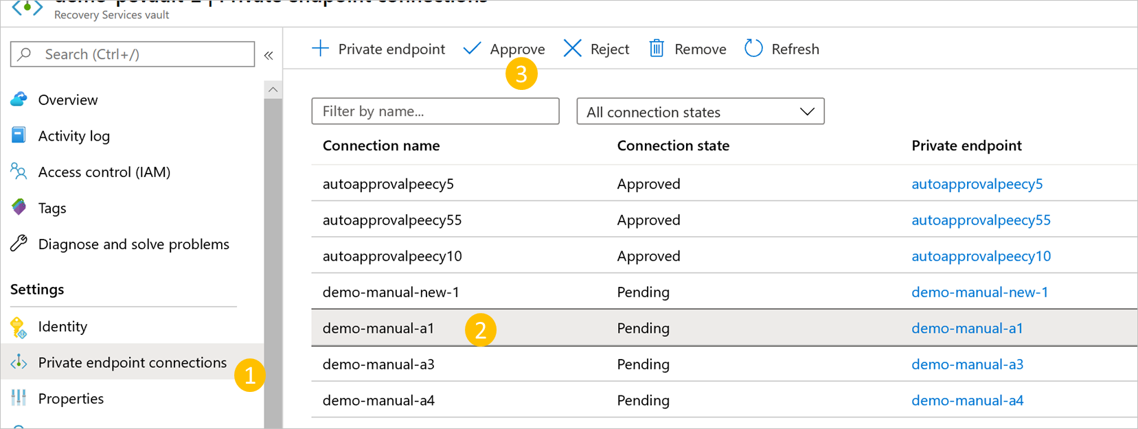 Approvare gli endpoint privati