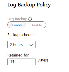 Criteri di backup del log