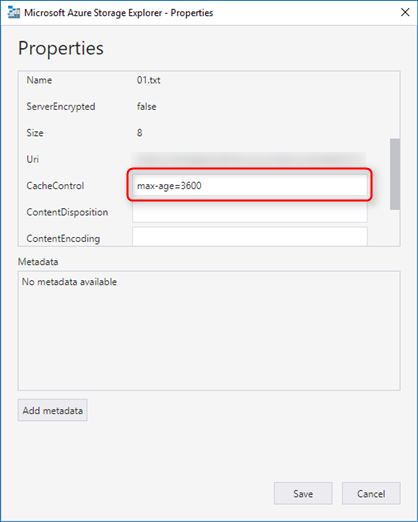 Proprietà di Azure Storage Explorer