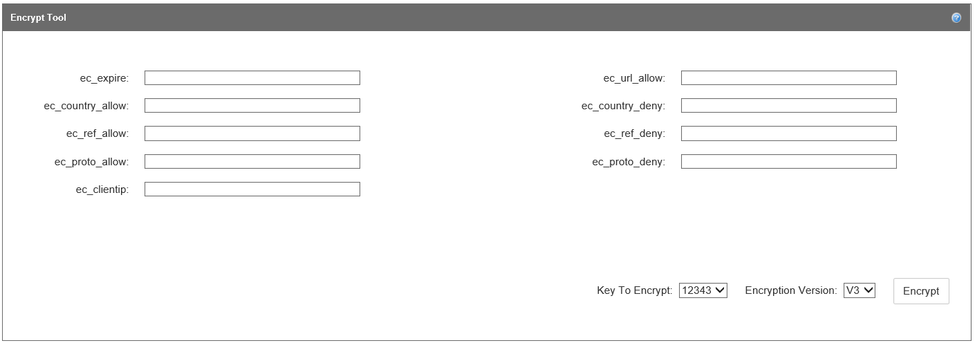 Screenshot dello strumento di crittografia della rete per la distribuzione di contenuti.