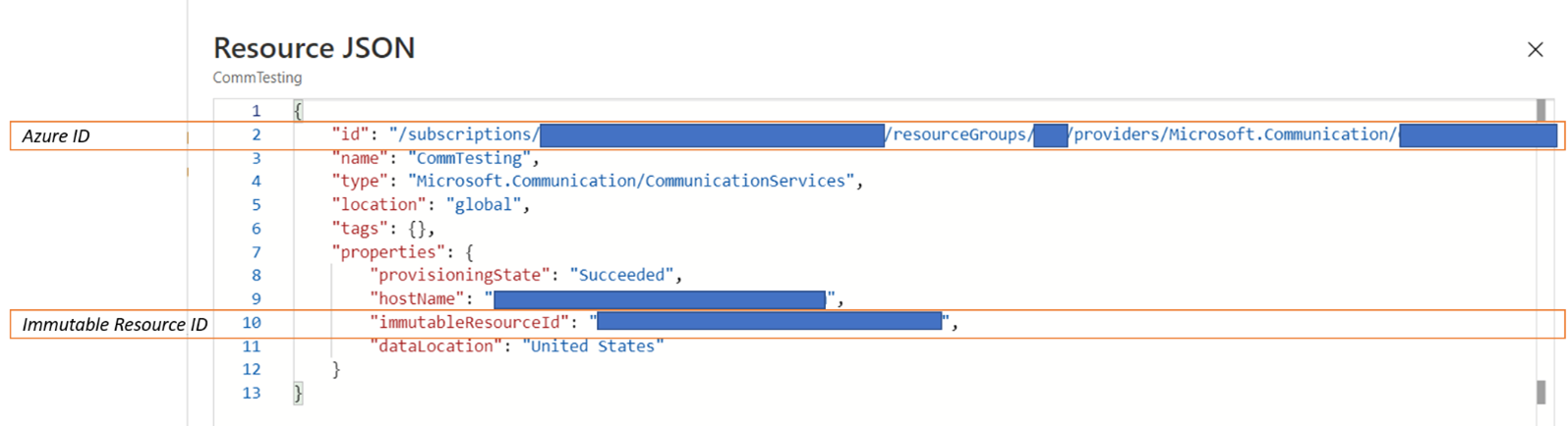 Screenshot che mostra la selezione delle proprietà JSON.