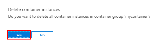 Conferma dell'eliminazione di un'istanza di contenitore nel portale di Azure