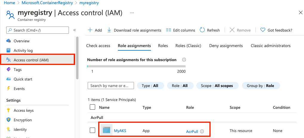 Assegnare il ruolo acrpull all'app multi-tenant