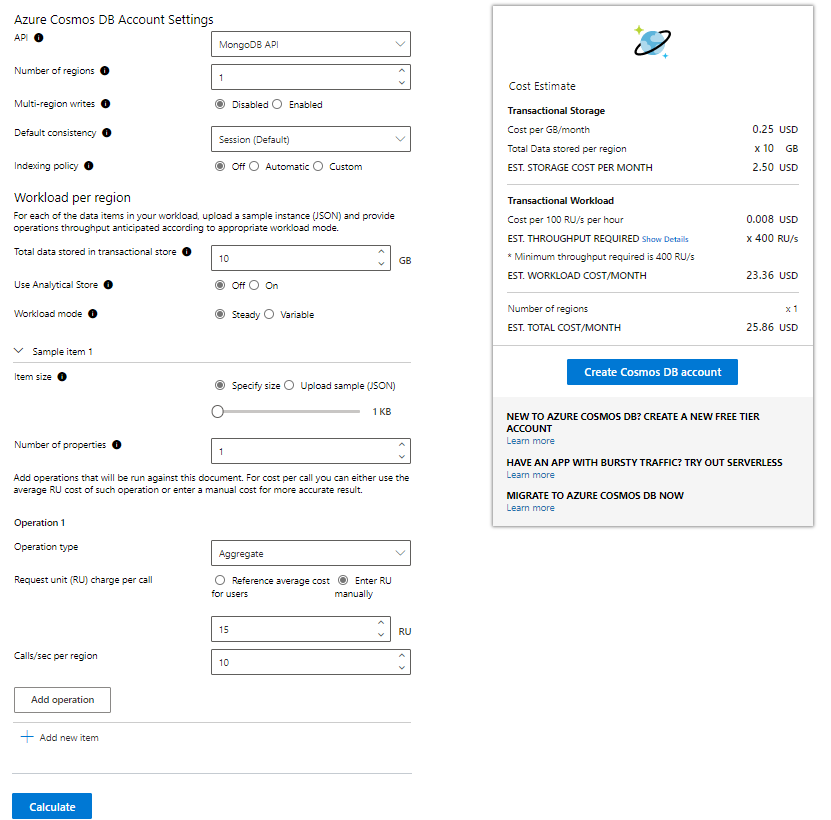 Modalità avanzata di Capacity Planner