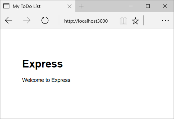 Screenshot dell’applicazione Hello World in una finestra del browser.