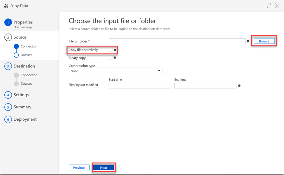 Scegliere file o cartella di input.