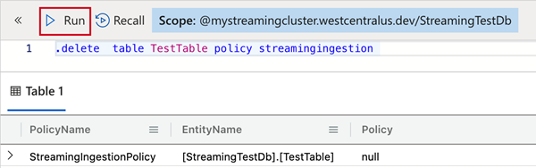 Eliminare i criteri di inserimento in streaming in Azure Esplora dati.