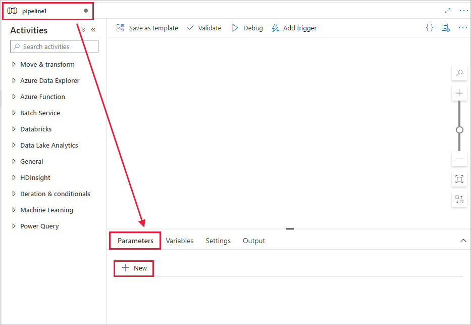 Screenshot che mostra come creare un nuovo parametro.