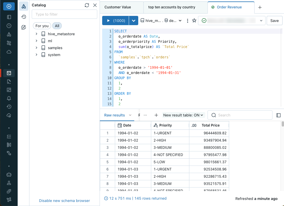 Editor interfaccia utente SQL