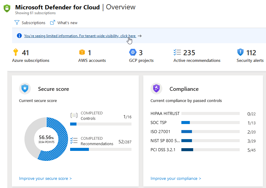 Abilitare le autorizzazioni a livello di tenant in Microsoft Defender per il cloud.