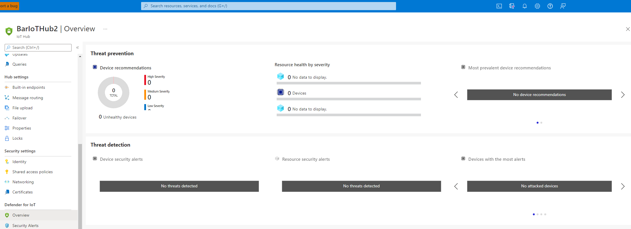 Screenshot che mostra l'abilitazione di Defender per IoT.