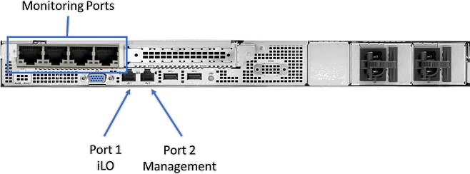 Foto del pannello posteriore di HPE ProLiant DL20 Gen10.