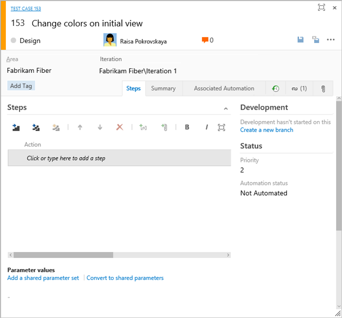 Aprire il modulo del test case dalla scheda Kanban