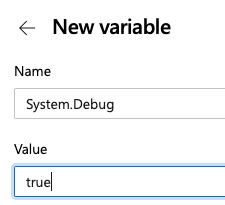 Impostare Debug di sistema su true