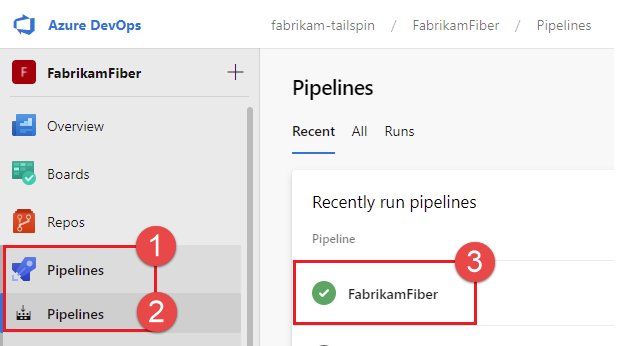 Pagina di destinazione di Azure Pipelines.