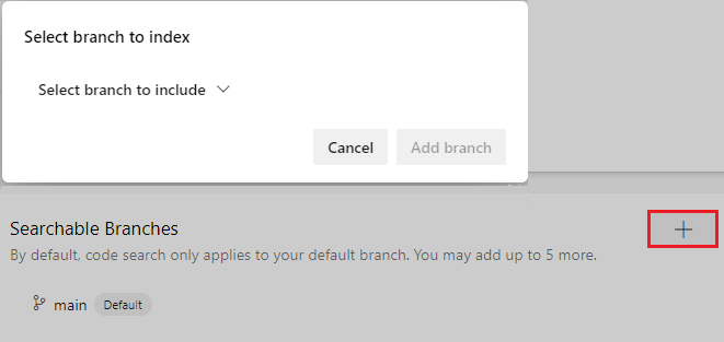 Screenshot che mostra l'impostazione del repository Searchable Branch.
