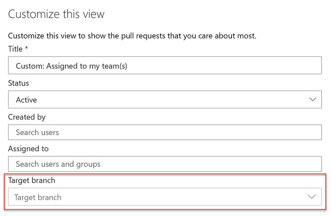Screenshot della scheda Personalizza richiesta pull nella scheda Mine.