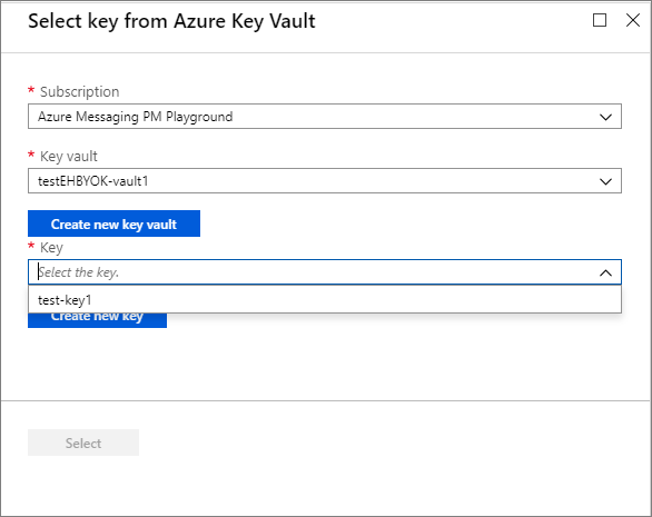 Selezionare la chiave in Key Vault