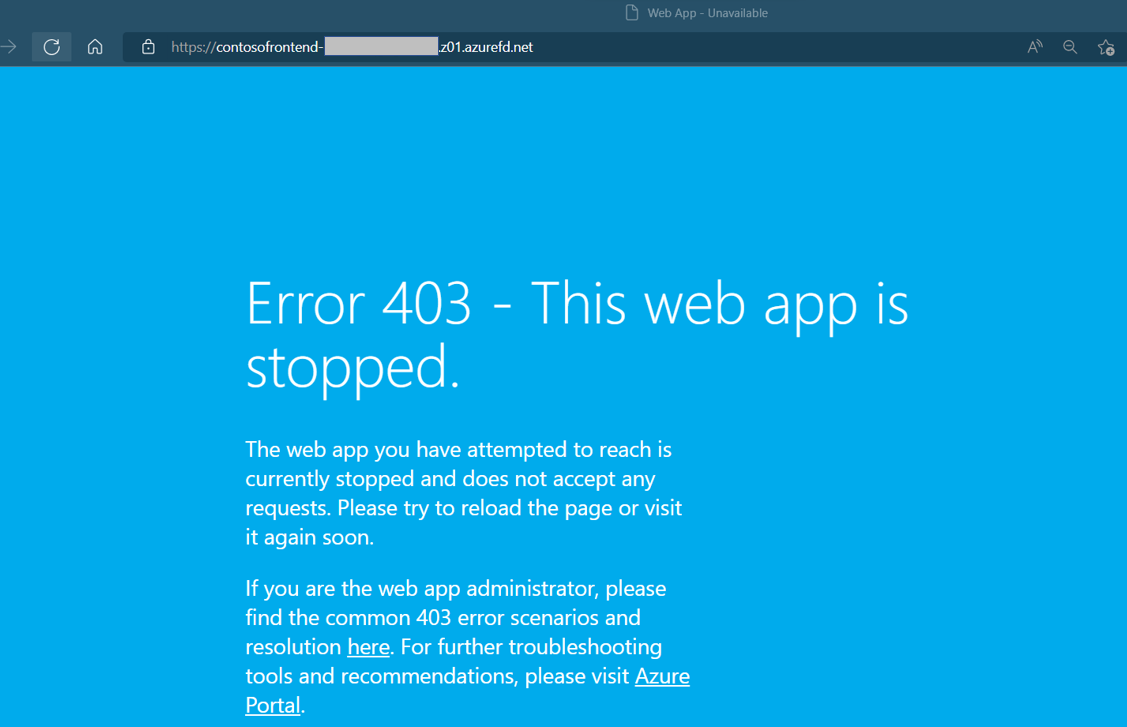 Entrambe le istanze dell'app Web sono state arrestate