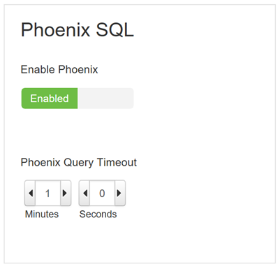 Sezione di configurazione di Ambari Phoenix SQL.