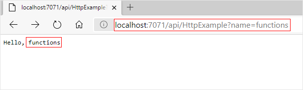 Risposta localhost della funzione nel browser