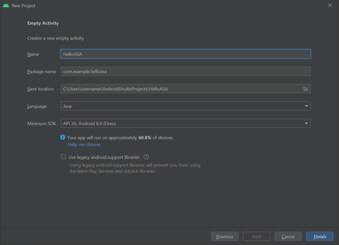 Android Studio - Nuovo progetto