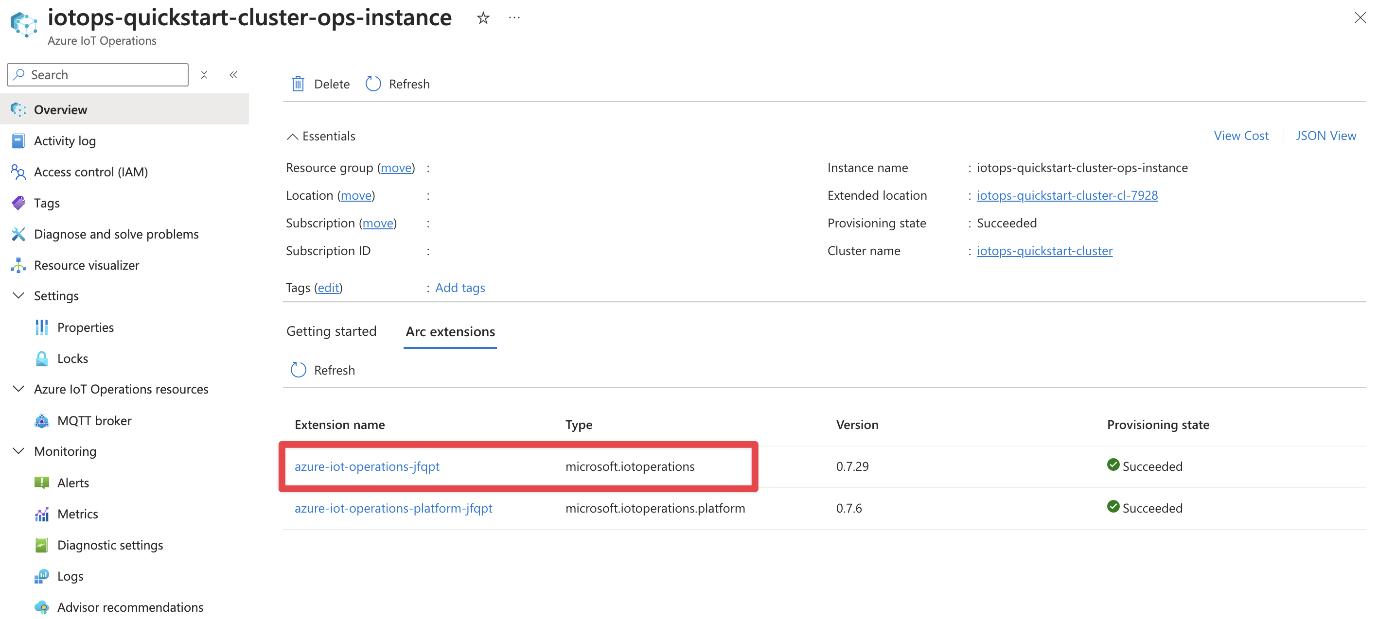 Screenshot del nome dell'estensione IoT Operations a cui concedere l'accesso all'area di lavoro.