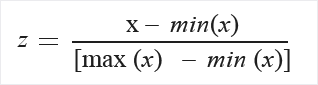 normalizzazione tramite la funzione min-max