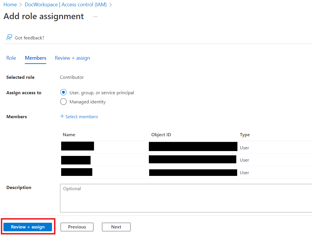 Screenshot che mostra come assegnare gli utenti come collaboratore all'area di lavoro di Azure Quantum.