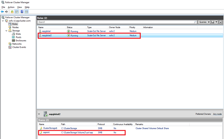 Figure 13: The second sapmnt bound to sapglobal2 host and Volume2 is created