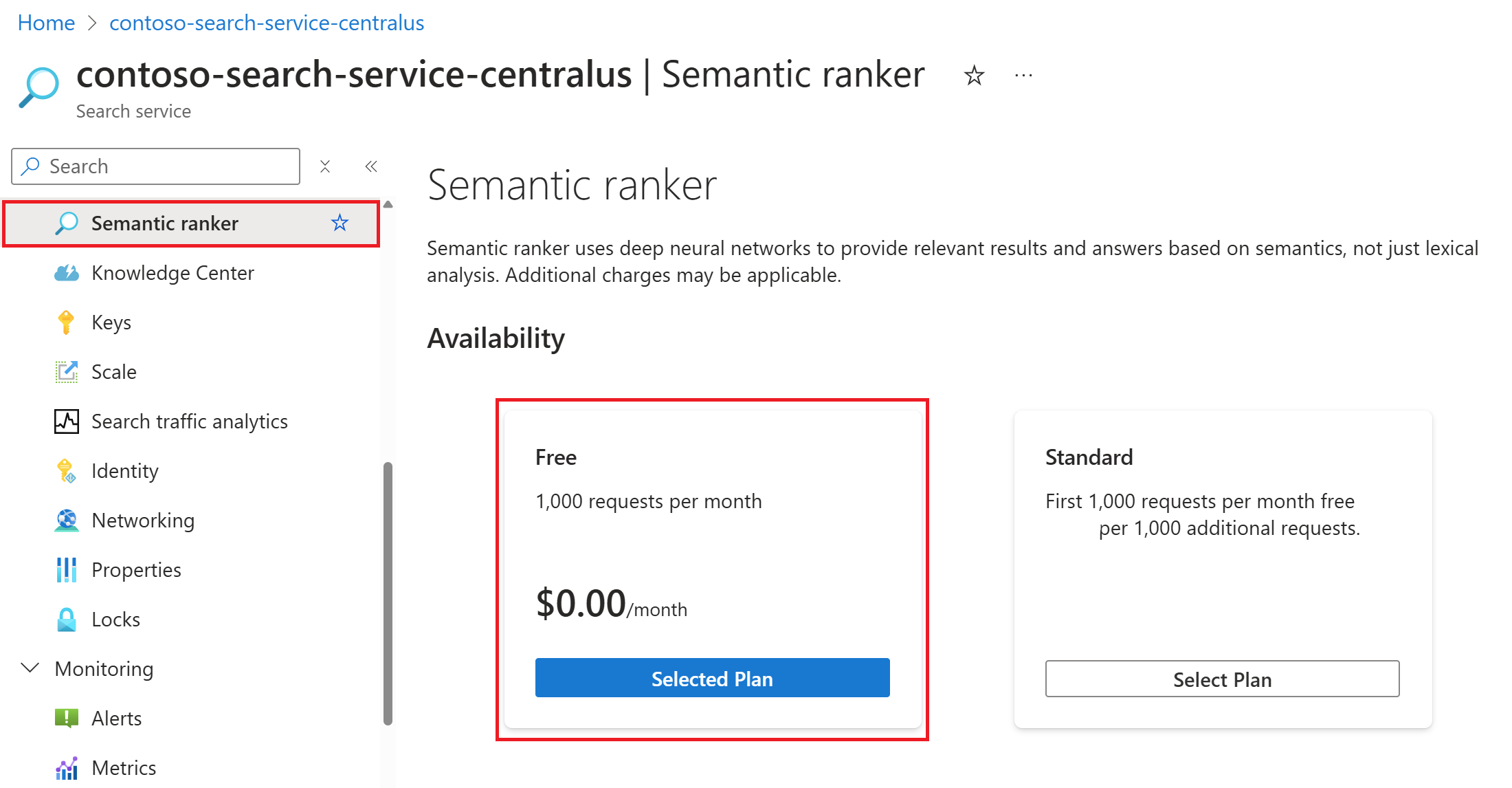 Screenshot dell'abilitazione della classificazione semantica nel portale di Azure.