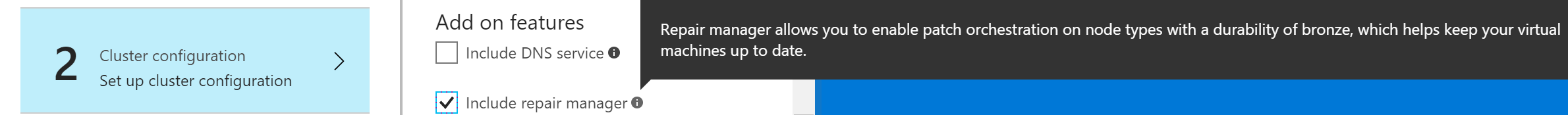 Immagine dell'abilitazione di Repair Manager dal portale di Azure