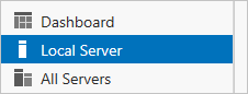 Screenshot che mostra come individuare il server locale sul lato sinistro di Server Manager U I.