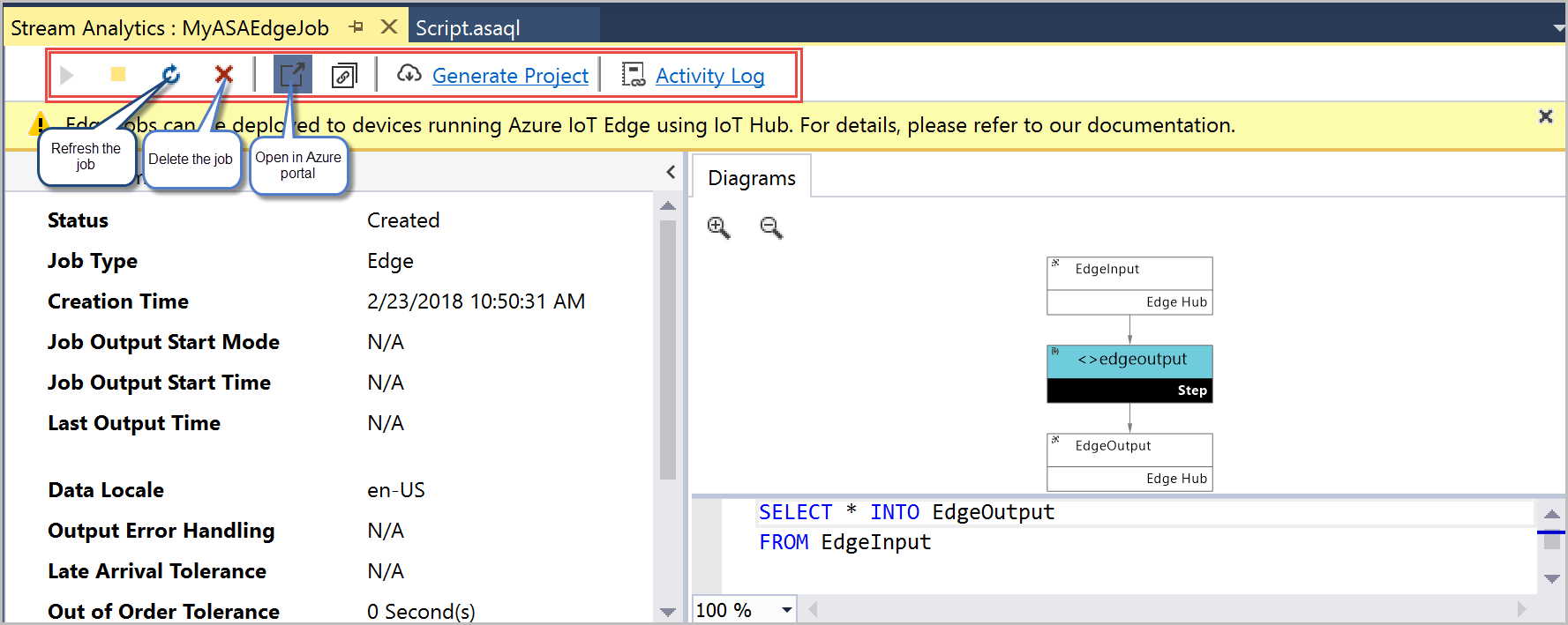 Diagramma del processo e altre opzioni in Visual Studio