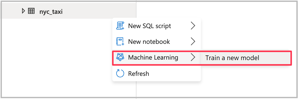 Screenshot della tabella Spark con Machine Learning e Training di un nuovo modello evidenziato.