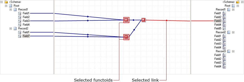 Selezione bulk di functoid e collegamenti