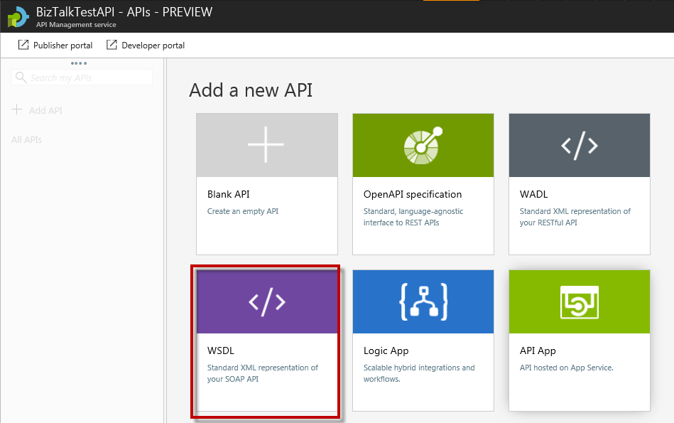 selezionare l'api biztalk wsdl