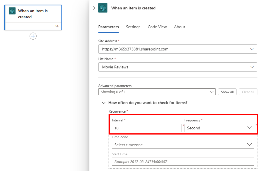 SharePoint crea i parametri del trigger di elemento