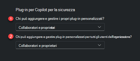 Screenshot delle opzioni di controllo del plug-in.