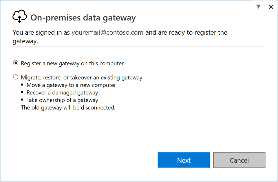 Registrazione del gateway.