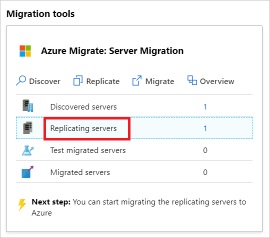 Screenshot dell'opzione Server in fase di replica.