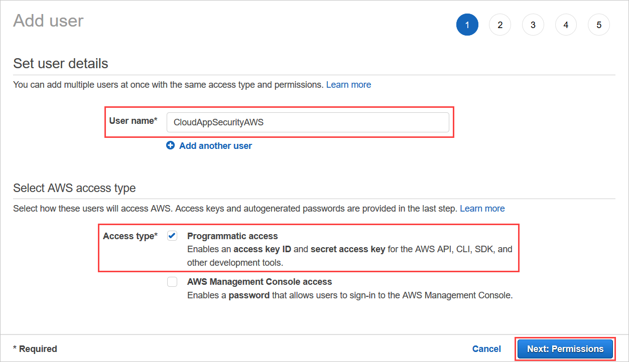 Creare un utente in AWS.