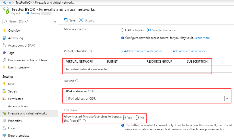 Screenshot che mostra la configurazione del firewall.