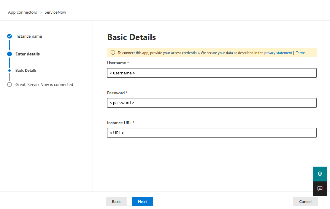 Password di aggiornamento di ServiceNow.