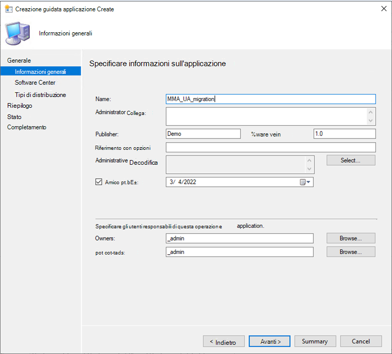 Screenshot che specifica le informazioni sulla distribuzione dello script.