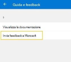 Selezionare Invia commenti e suggerimenti a Microsoft