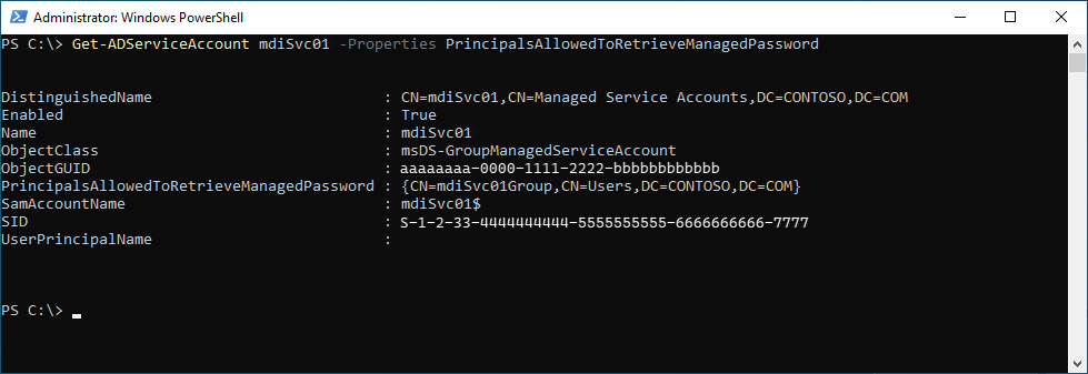 Risultati di PowerShell.